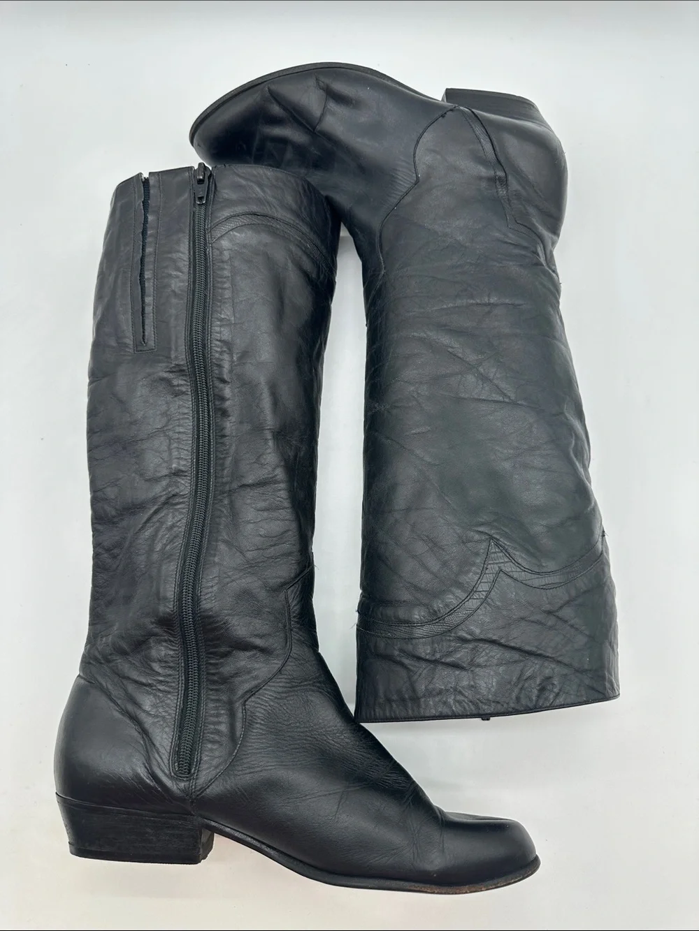 Vintage Black Leather Western Boots